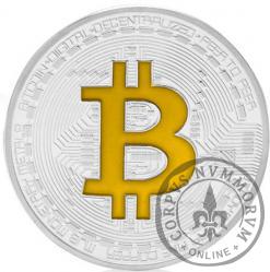 Bitcoin BTC miedź posrebrzana / tampondruk żółty