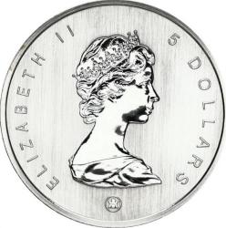 Maple Leaf - Kanadyjski Liść Klonu / emisja specjalna (1 uncja Ag.999,9 + selektywne złocenie - 5 dollars)