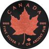 Maple Leaf - Kanadyjski Liść Klonu (1 uncja Ag.999,9 + pokrycie czarnym rutenem i selektywnym rubinowym wykończeniem - 5 dollars)
